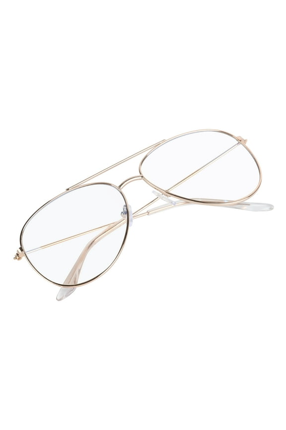 Tweens' Gold Wire Frame Blue Light Blocking Glasses, 39979