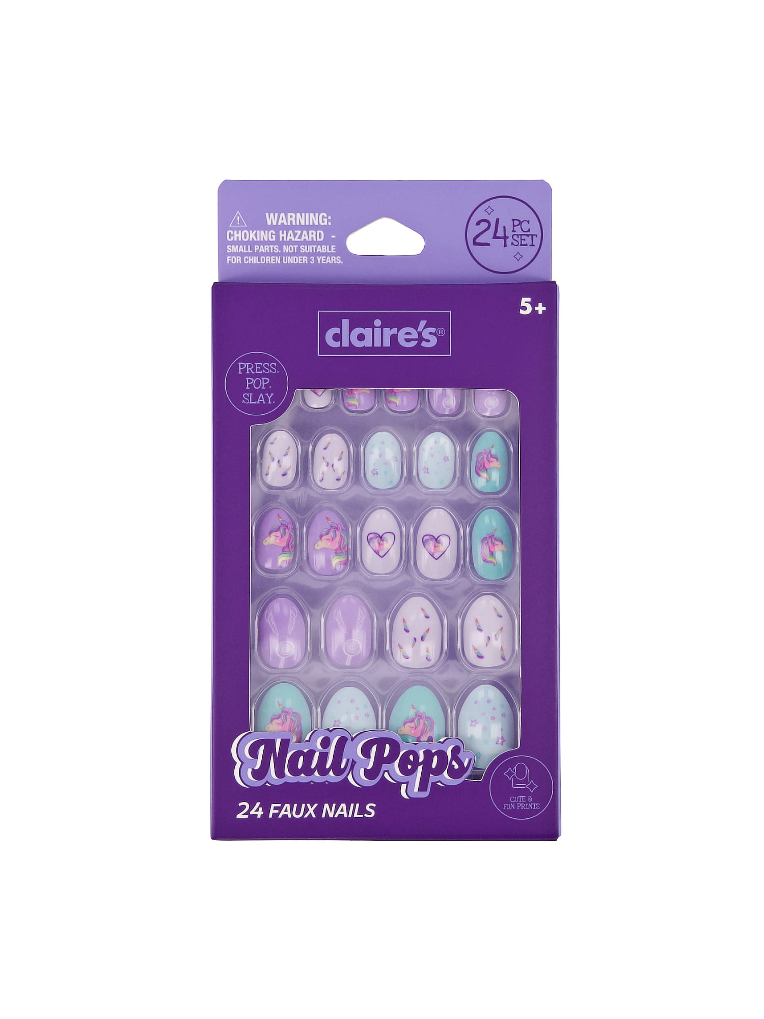 Claire's Unicorn Lavender Oval Shaped Press-on Nails, 24 Nails