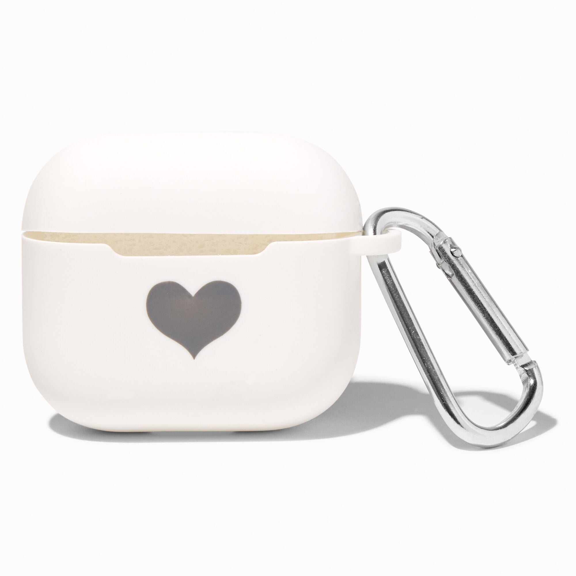 Claire's White Heart Silicone Earbud Case Cover Compatible with