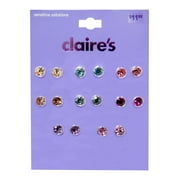 Claire's Women's Encased Crystal Dots Stud Earrings Set, Post Back, 8 Pack, 74259