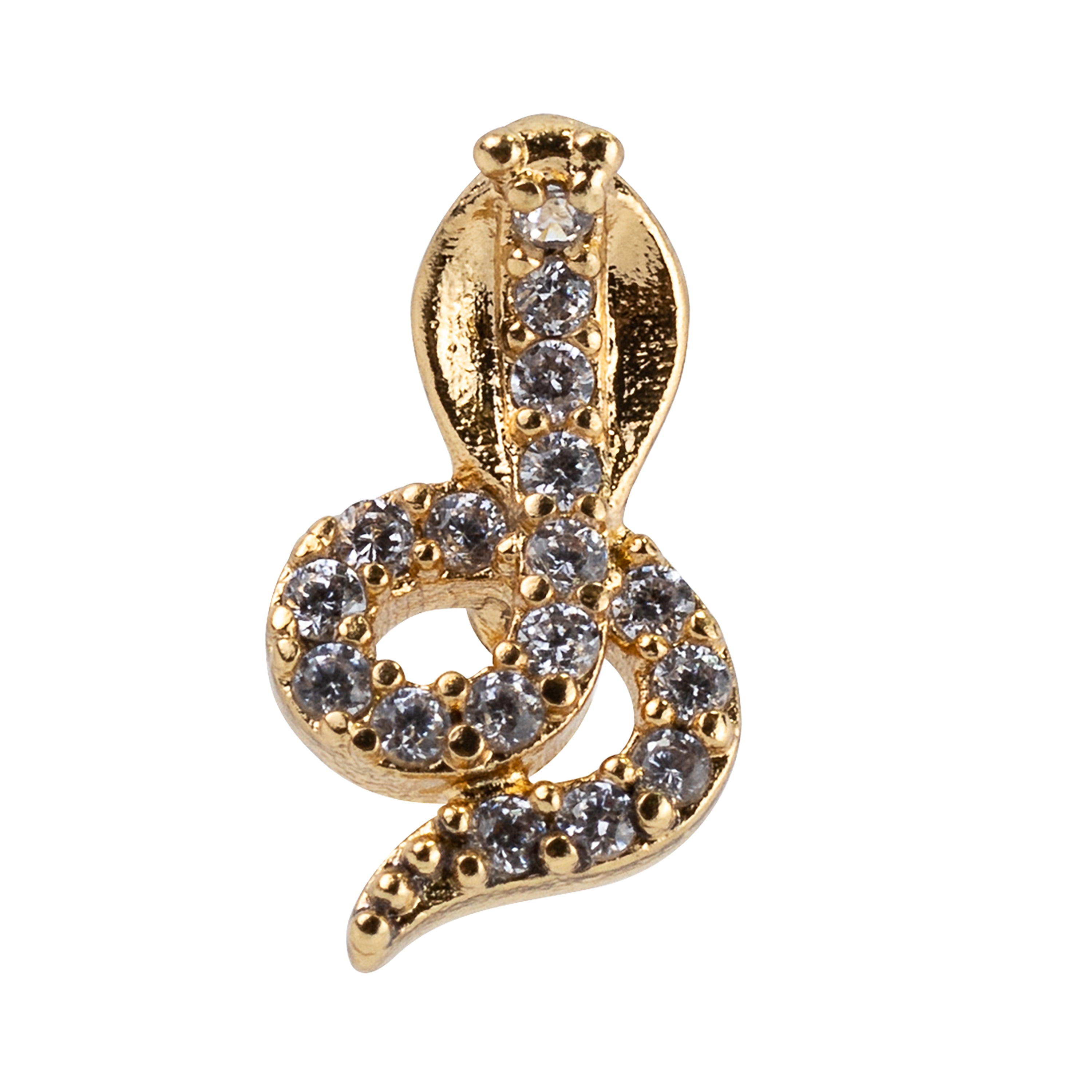 Claire's Women's Gold Crystal Snake Tragus Stud Earring, Stainless Steel, 1 Pack, 70134