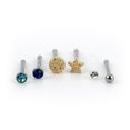 thumbnail image 1 of Claire's Women's Gold Textured Star 20G Nose Ring Studs, Stainless Steel, 6 Pack, 99139, 1 of 7