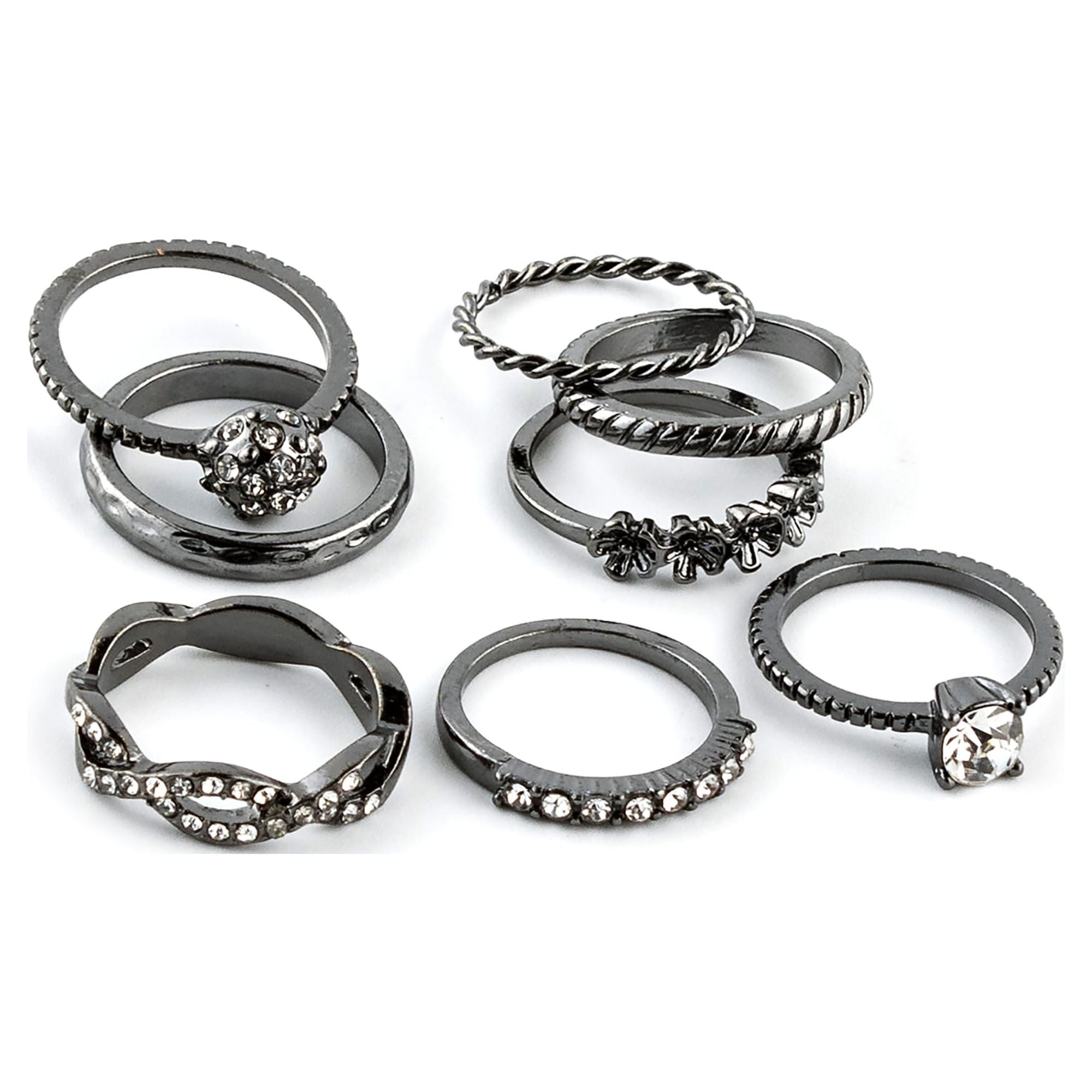 Gold Embellished Assorted Rings (8 Pack)