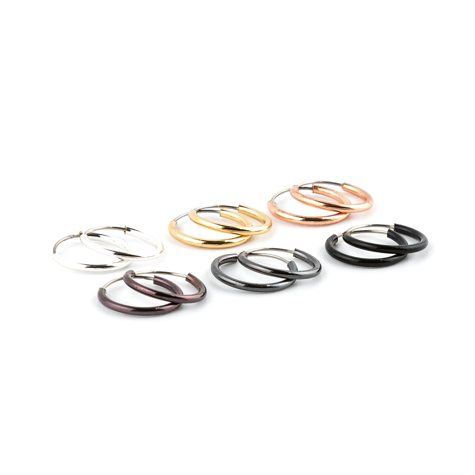 Claire's Women's Mixed Metal Mini Hoop Earrings Set Female Adult