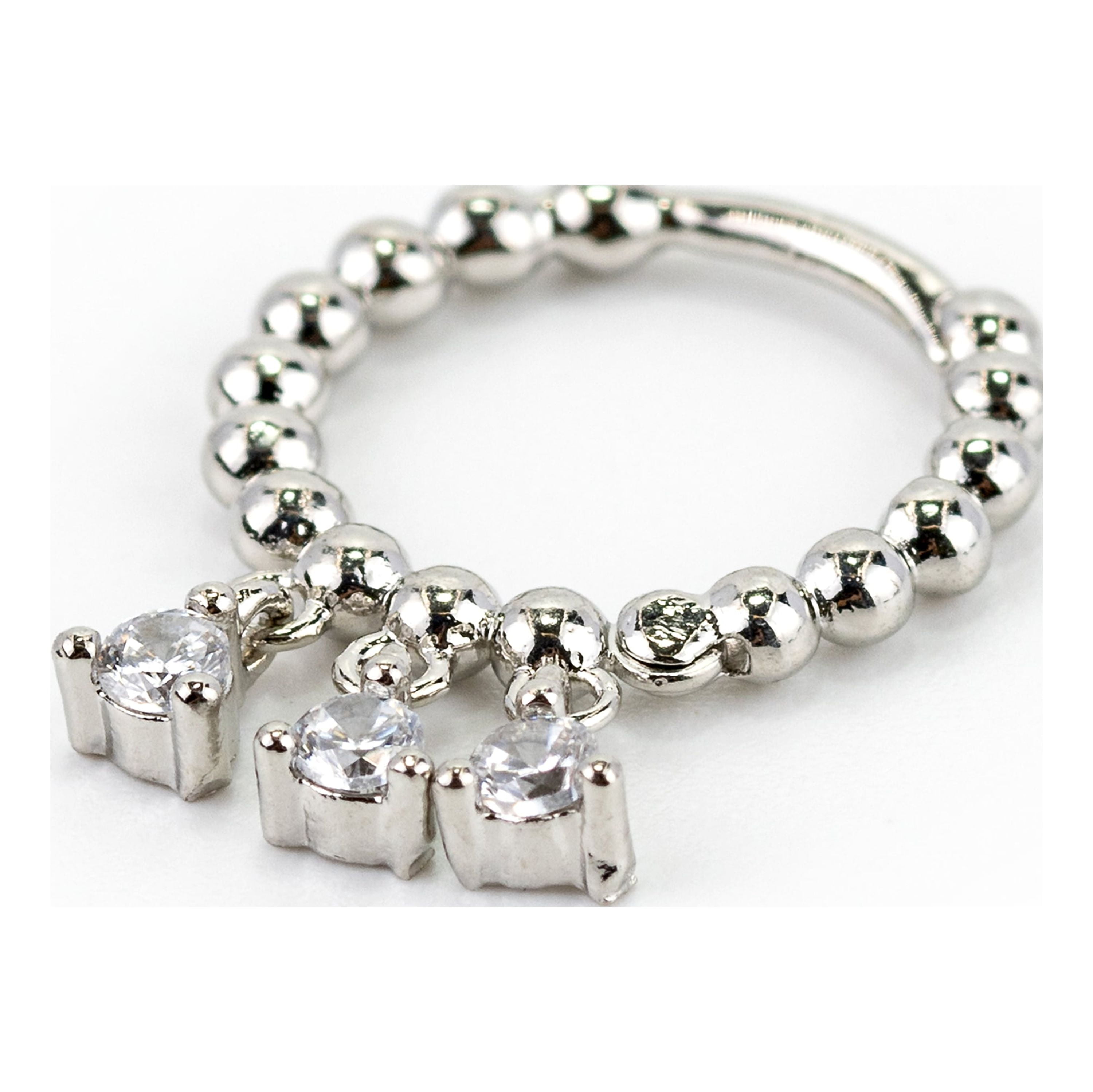 Claire's Women's Silver 18G Bubble Ball Crystal Cartilage Hoop Earring, Stainless Steel, 1 Pack