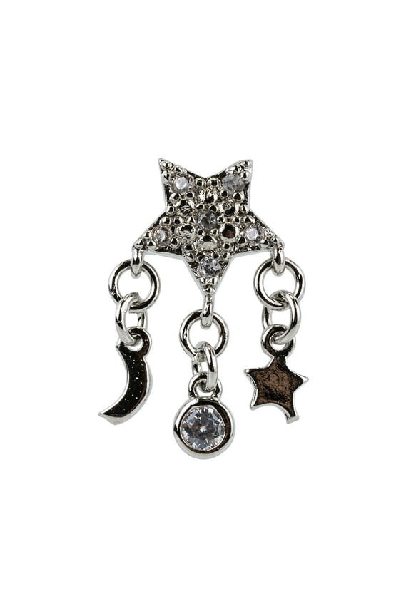 Women's Silver 18G Crystal Star Dangle Earring Post Back 1 Pack 93708 Adult Unisex Stone