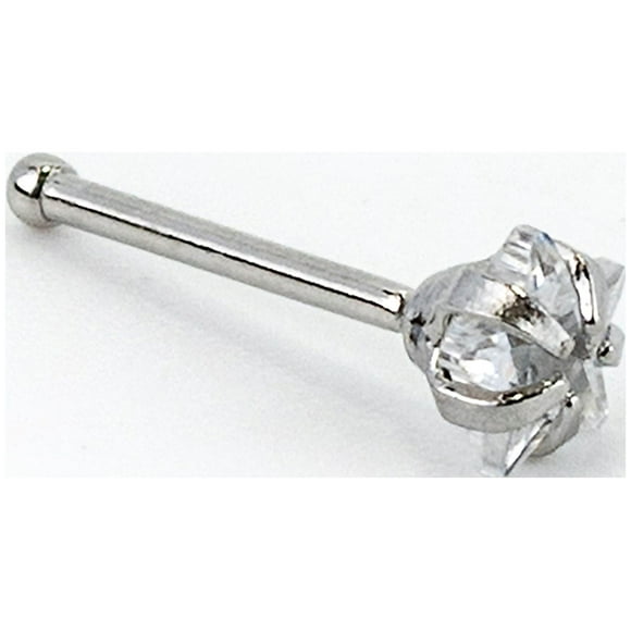 Women's Silver 22G Cubic Zirconia Star Nose Stud, Stainless Steel, 1 Pack, 65230