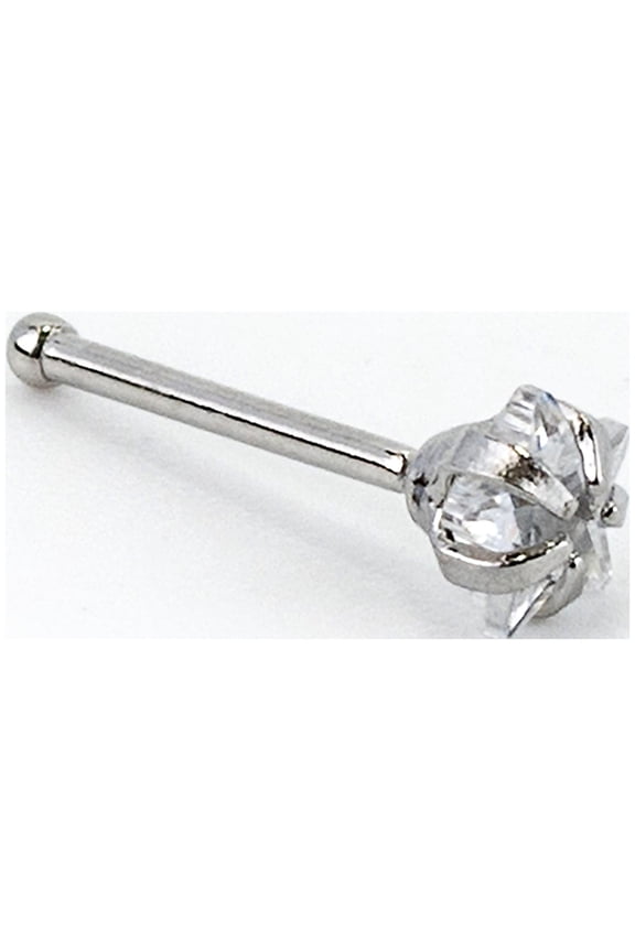 Women's Silver 22G Cubic Zirconia Star Nose Stud, Stainless Steel, 1 Pack, 65230