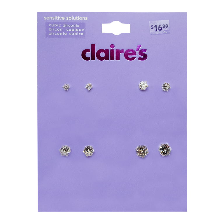 Claire's C LUXE by Claire's Silver-tone Titanium Crystal Cross Flat Back  Stud Earrings