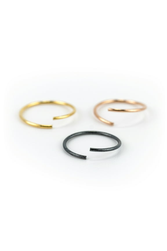 Women's Sterling Silver 22G Mixed Metal Hoop Nose Rings, Bar Closure, 3 Pack, 65193