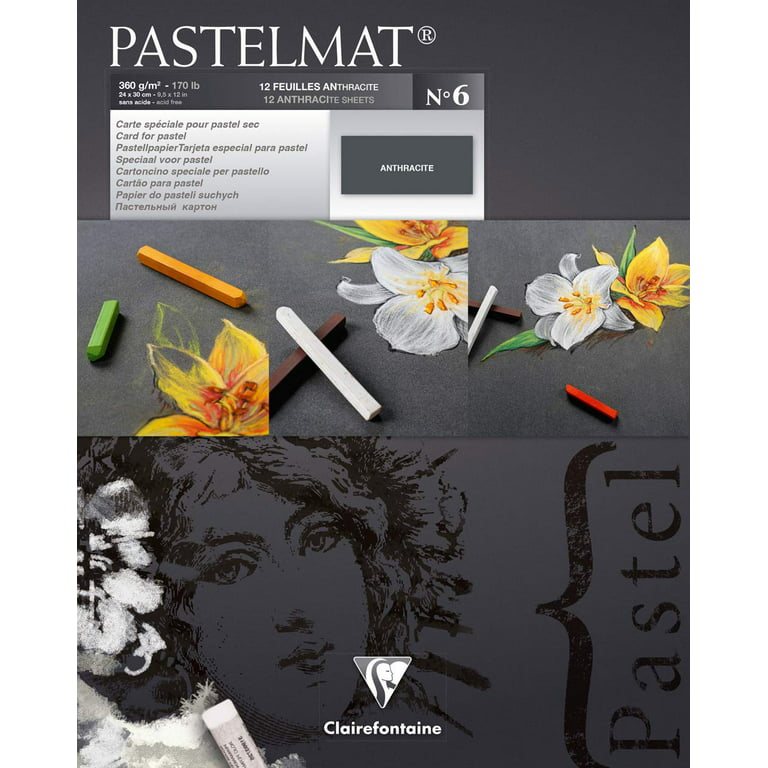 Clairefontaine 96004C PastelMat Pastel Card Pad No6, 360 g, 24 x 30 cm, 12  Sheets - Anthracite