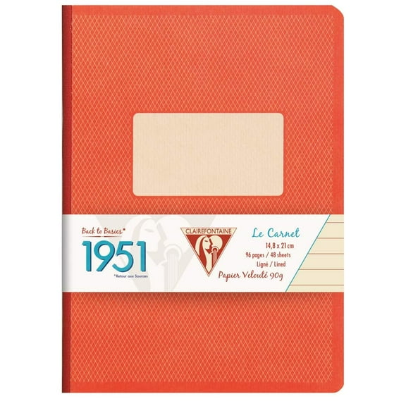 Clairefontaine Clothbound Notebook Collection "1951" - Lined 96 sheets - 5 3/4 x 8 1/4 - Red