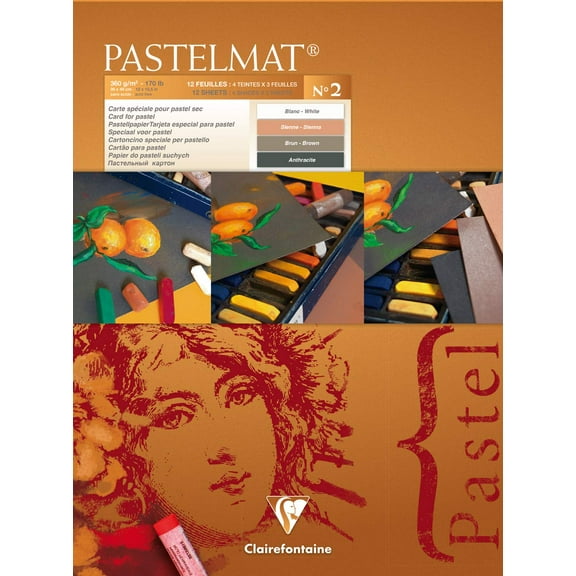 Clairefontaine Pastelmat Pad - 12" x 15-1/2", Assorted, Palette No. 2, 12 Sheets