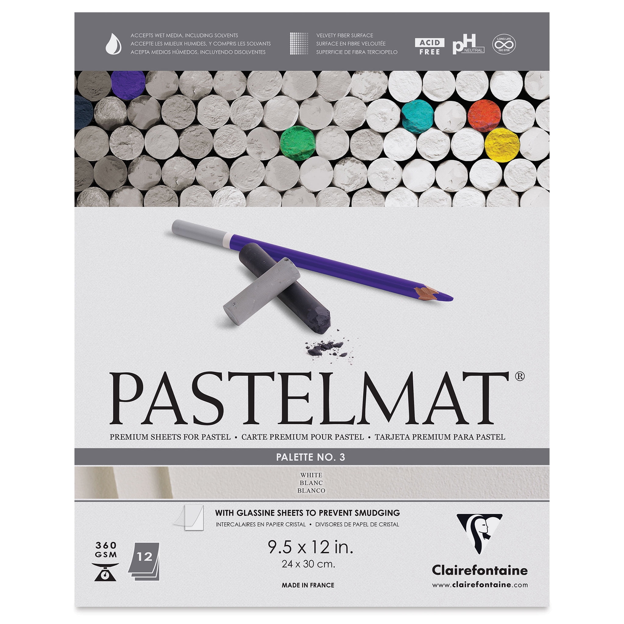 Clairefontaine Pastelmat Pad - 9-1/2" x 12", White, 12 Sheets - Walmart.com