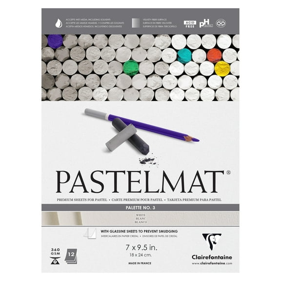 Clairefontaine Pastelmat Pad - 7" x 9-1/2", White, 12 Sheets