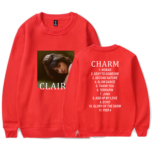 Clairo Charm Tracklist Merch Crewneck Sweatshirts Winter Unisex Fashion Casual Long Sleeve Streetwear