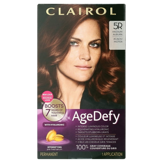 Clairol Age Defying Permanent Hair Dye Creme Tri Plex Formula Hair Color, 5R Medium Auburn