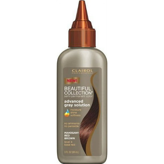 Clairol Beautiful Collection Adv. Gray Solution Hair Color - #4R - Maho Red/Brown 3 oz. (Pack of 6)