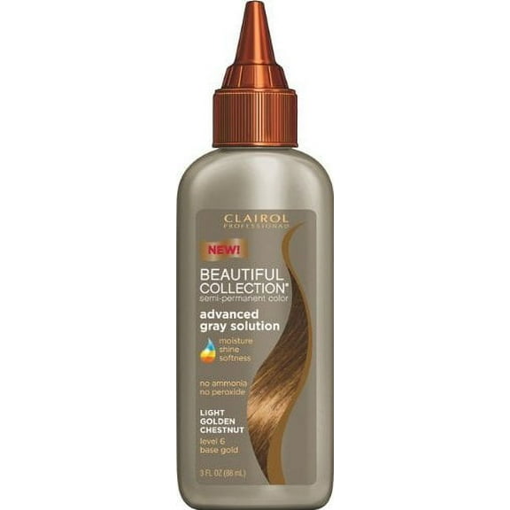 Clairol Beautiful Collection Adv. Gray Solution Hair Color - #6G Light Golden Chestnut 3 oz. (Pack of 6)