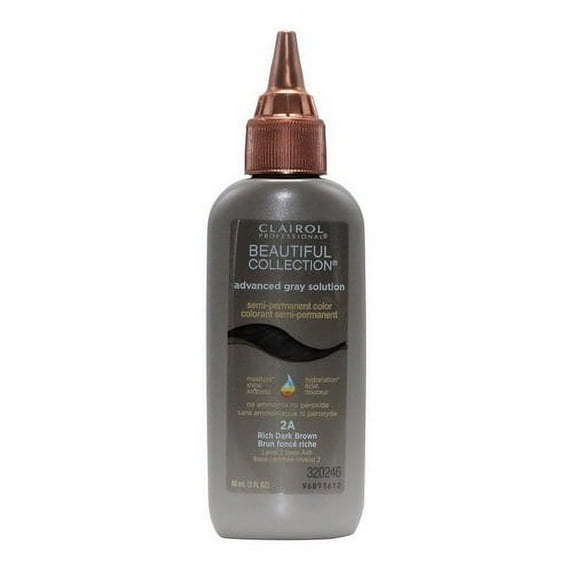 Clairol Beautiful Collection Semi Permanent Hair Color, Rich Dark Brown 2A, 3 Oz, 2 Pack