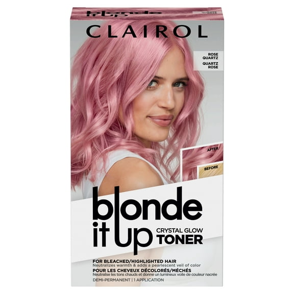 Clairol Blonde It Up Semi-Permanent Hair Dye, Crystal Glow Toner Hair Color, Rose Quartz, 1 Application