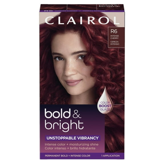Clairol Bold & Bright Permanent Hair Color Creme, R6 Intense Cherry, Hair Dye, 1 Application