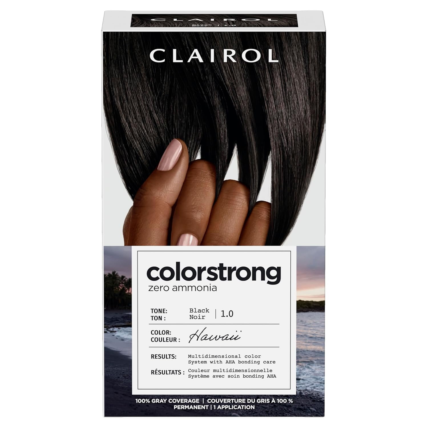 Clairol ColorStrong Permanent Zero Ammonia Hair Dye, 1.0 Black Hawaii