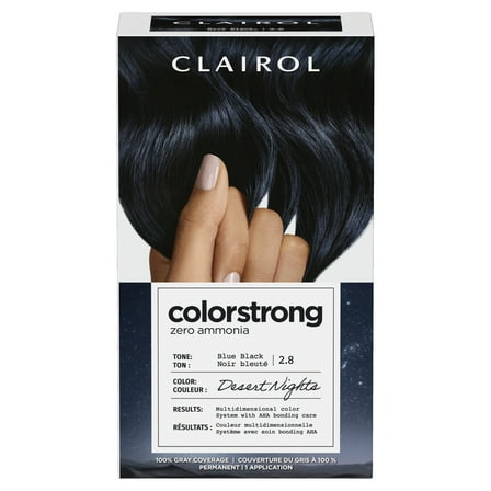 Clairol ColorStrong Permanent Zero Ammonia Hair Dye, 2.8 Blue Black - Desert Nights Hair Color, 1 kit