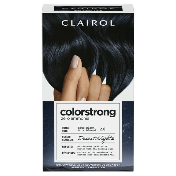 Clairol ColorStrong Permanent Zero Ammonia Hair Dye, 2.8 Blue Black - Desert Nights Hair Color, 1 kit