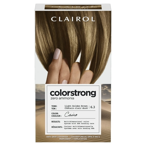 Clairol ColorStrong Permanent Zero Ammonia Hair Dye, 6.3 Light Golden Brown - Cairo Hair Color, 1 kit