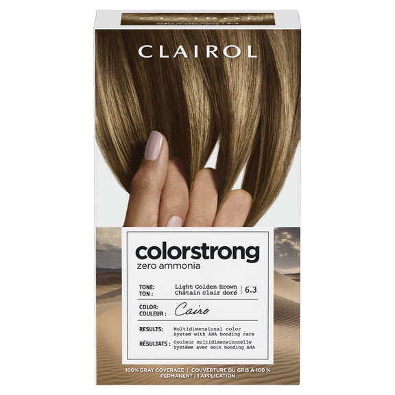 Clairol ColorStrong Permanent Zero Ammonia Hair Dye, 6.3 Light Golden Brown - Cairo, 1 Kit