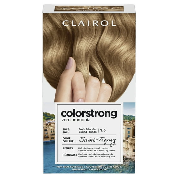 Clairol ColorStrong Permanent Zero Ammonia Hair Dye, 7.0 Dark Blonde - Saint-Tropez Hair Color, 1 kit