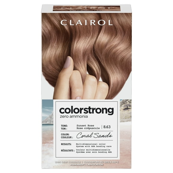 Clairol ColorStrong Permanent Zero Ammonia Hair Dye, 8.63 Sunset Rose - Coral Sands Hair Color, 1 kit