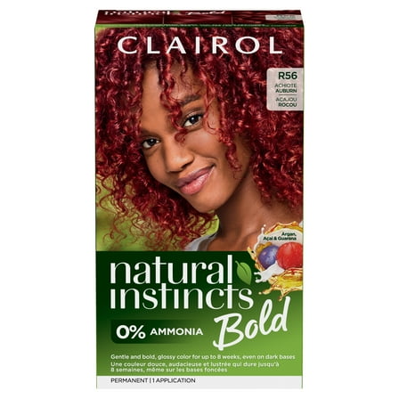 Clairol Natural Instincts Bold Hair Dye, Permanent Hair Color, R56 Achiote Auburn, 1 Application