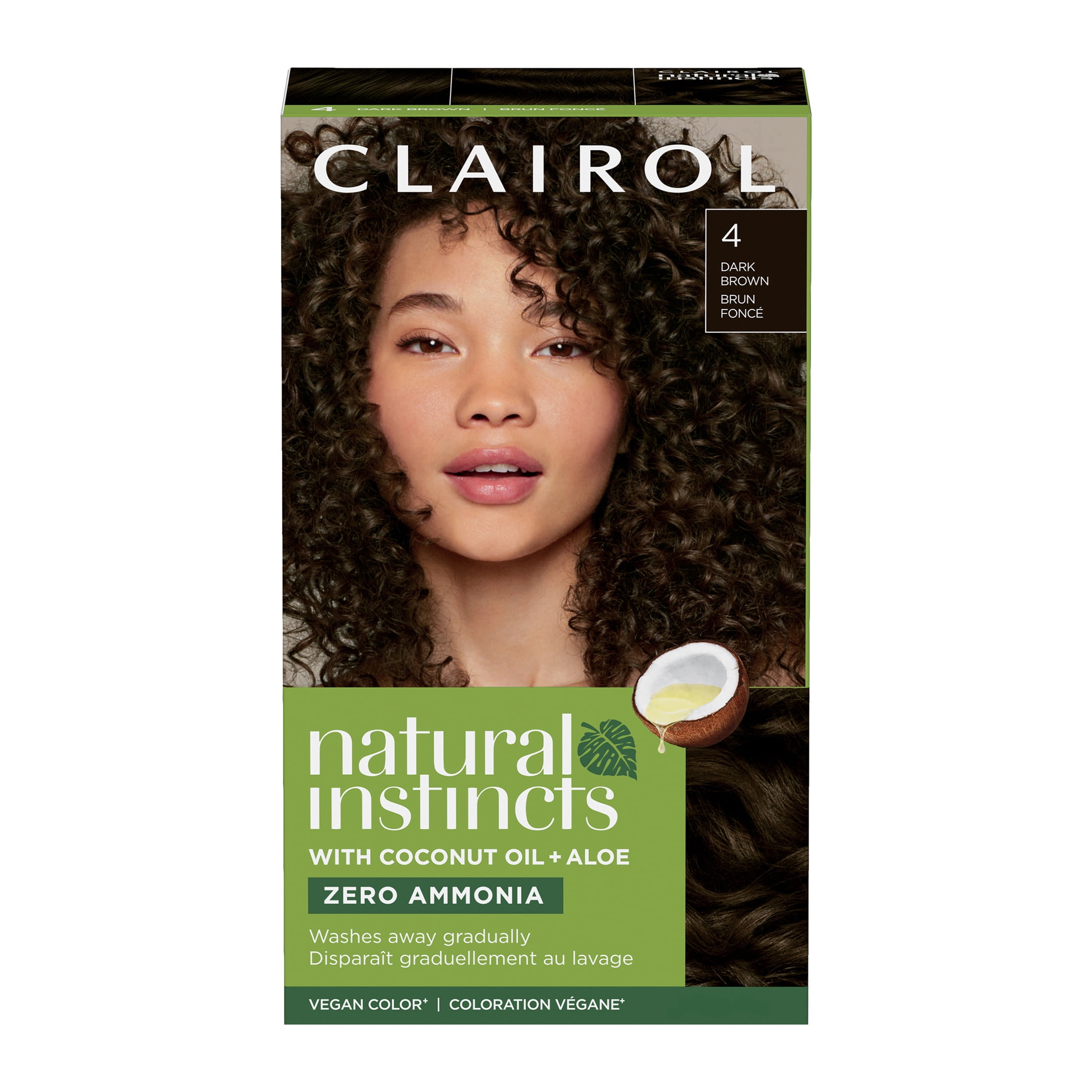 Clairol Natural Instincts Demi-Permanent Hair Color Cream, 4 Dark Brown, Hair Dye, 1 Application