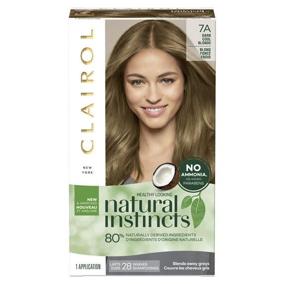 Clairol Natural Instincts Demi-Permanent Hair Color Creme, 7A Dark Cool Blonde, Hair Dye, 1 Application