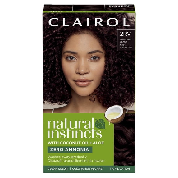 Clairol Natural Instincts Demi- Permanent Hair Color Creme, 2RV Burgundy Black, Hair Dye, 1 Application