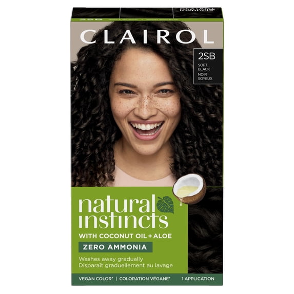 Clairol Natural Instincts Demi-Permanent Hair Color Creme, 2SB Soft Black, Hair Dye, 1 Application