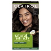 Clairol Natural Instincts Demi-Permanent Hair Color Cream, 3 Brown Black, Hair Dye, 1 Application