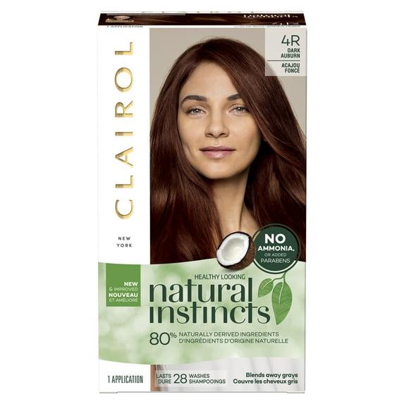 Clairol Natural Instincts Demi-Permanent Hair Color Creme, 4R Dark Auburn, Hair Dye, 1 Application