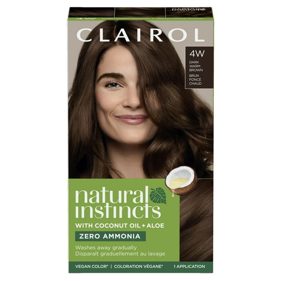 Clairol Natural Instincts Demi-Permanent Hair Color Creme, 4W Dark Warm Brown, Hair Dye, 1 Application
