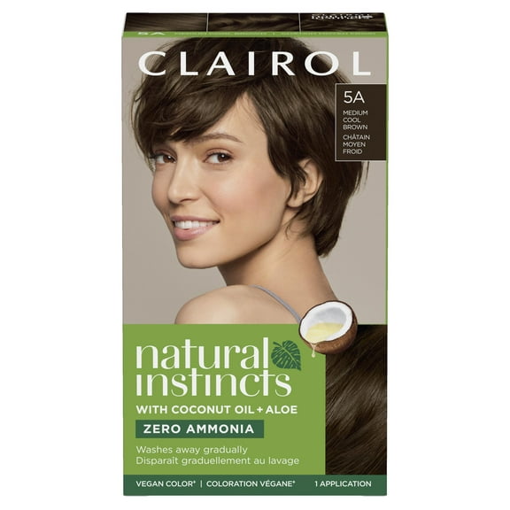 Clairol Natural Instincts Demi-Permanent Hair Color Creme, 5A Medium Cool Brown, Hair Dye, 1 Application