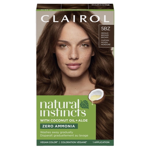 Clairol Natural Instincts Demi-Permanent Hair Color Creme, 5BZ Medium Bronze Brown, Hair Dye, 1 Application