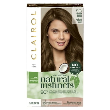 Clairol Natural Instincts Demi-Permanent Hair Color Creme, 5G Medium Golden Brown, Hair Dye, 1 Application