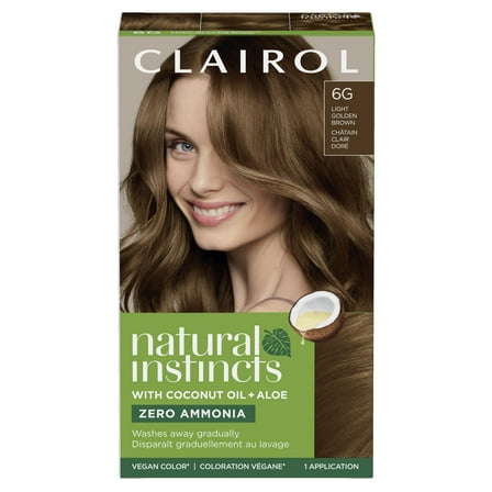 Clairol Natural Instincts Demi-Permanent Hair Color Creme, 6G Light Golden Brown, Hair Dye, 1 Application