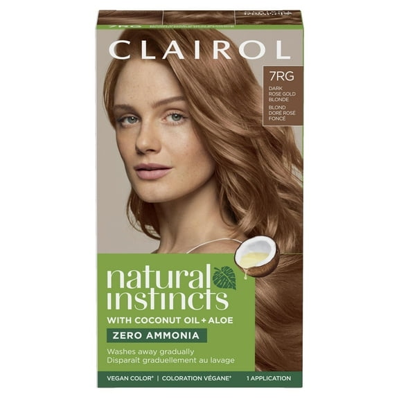 Clairol Natural Instincts Demi-Permanent Hair Color Creme, 7RG Dark Rose Gold Blonde, Hair Dye, 1 Application