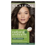 Clairol Natural Instincts Demi-Permanent Hair Color Cream, 5C Brass Free Medium Brown, Hair Dye, 1 Application