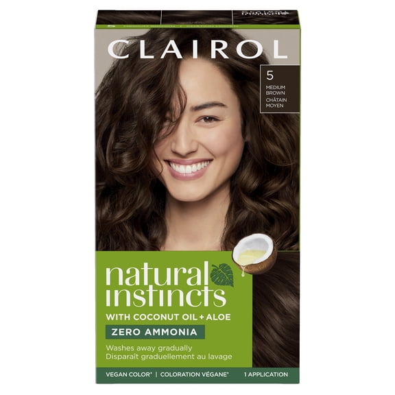 Clairol Natural Instincts Demi-Permanent Hair Color Cream, 5 Medium Brown, Hair Dye, 1 Application