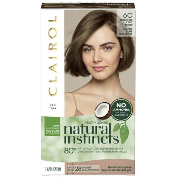 Clairol Natural Instincts Hair Color, [6C] Brass Free Light Brown 1 Each (Pack of 2)
