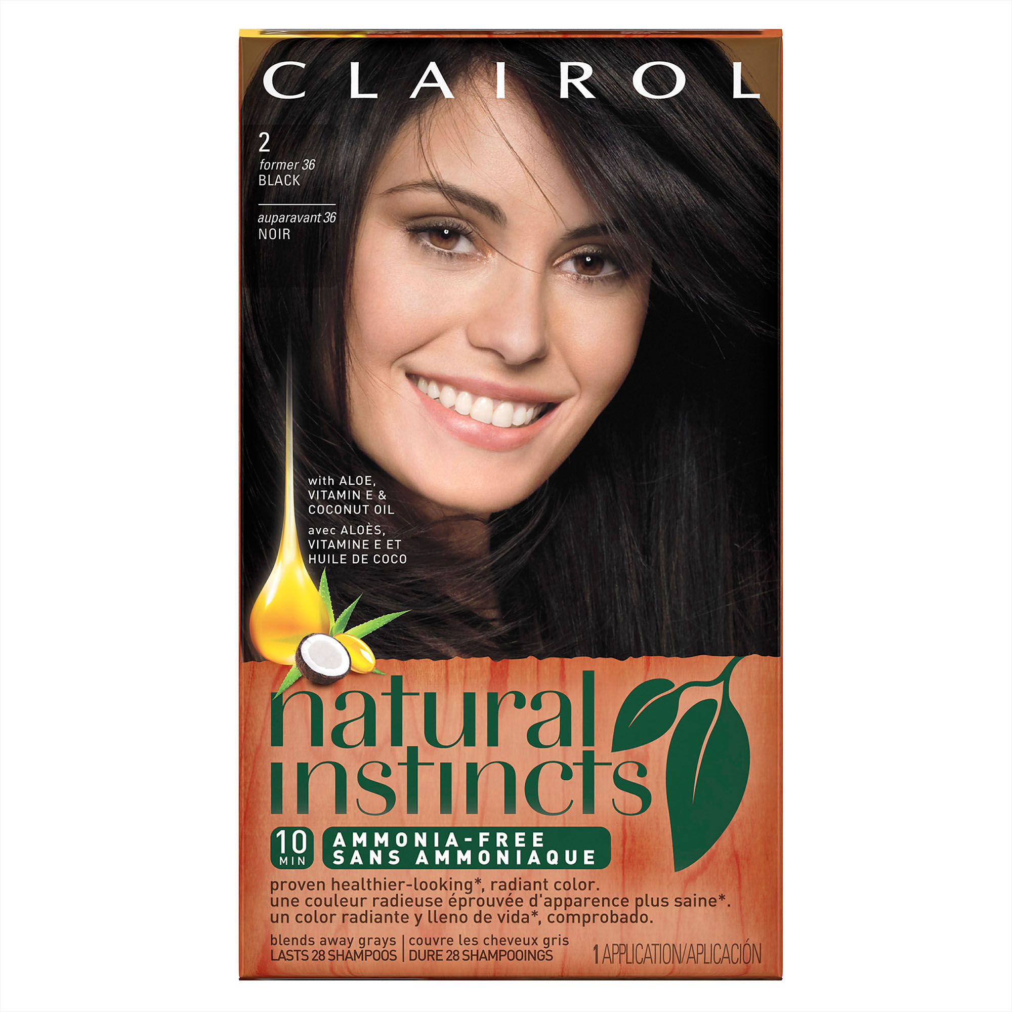 Clairol Natural Instincts Semi-Permanent Hair Color, Black Midnight, 2/36 - image 1 of 6